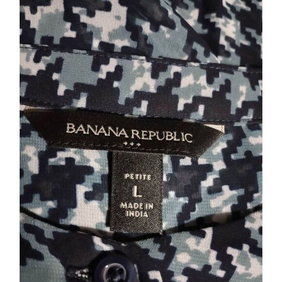 Banana Republic Shirt Ladies Large Petite Semi‎ Sheer Button Front - Picture 6 of 8